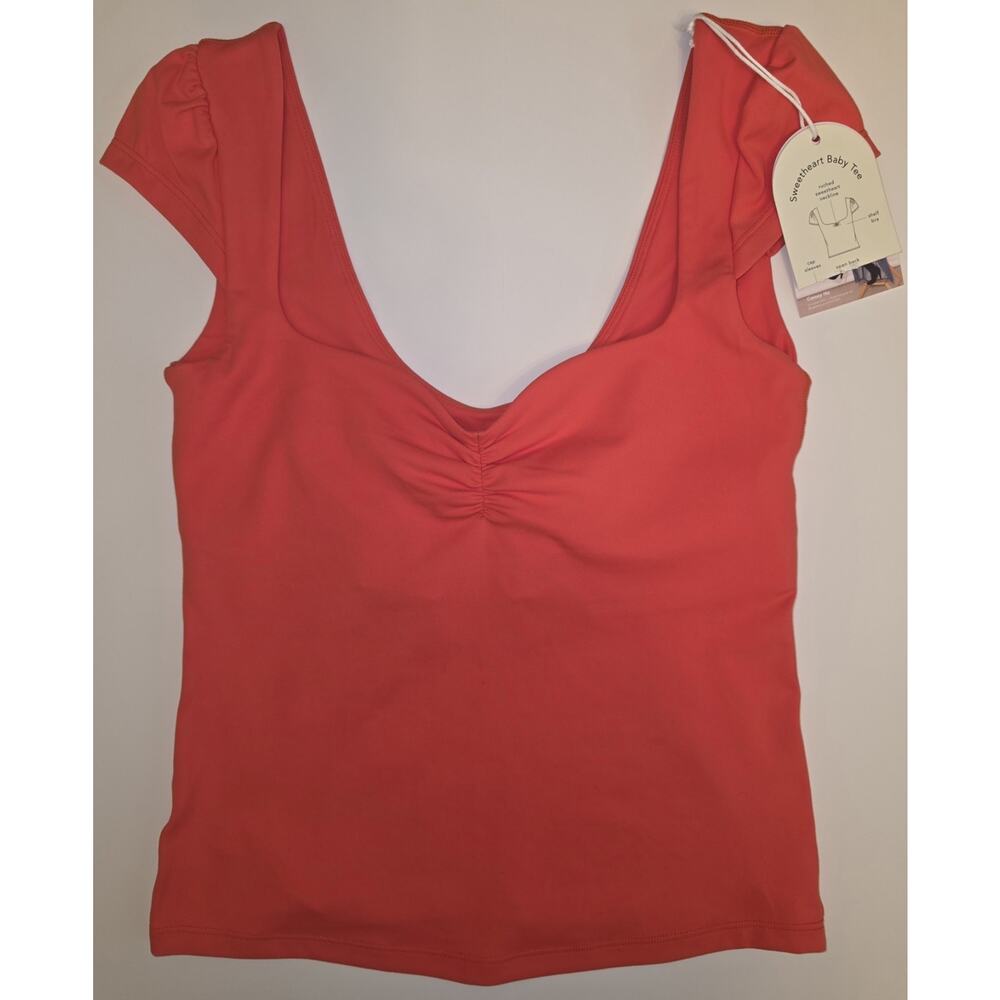 NWT S Blogilates Women's Sweatheart Baby Tee Tank Spicy Orange